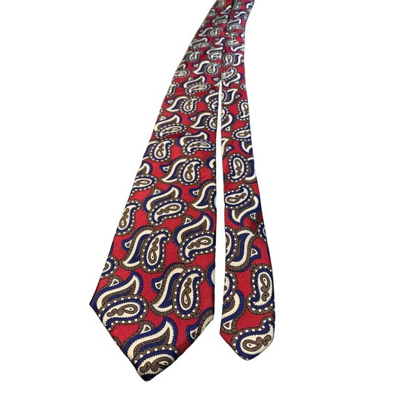 Colours by Alexander Julian Silk Tie Red Paisley Pattern Made in USA Mens Fashio - Picture 1 of 5